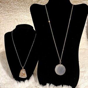 Set of‎ 2/35 Unsigned Statement Necklace.